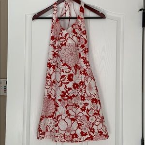 Charlotte Russe red tropical halter dress